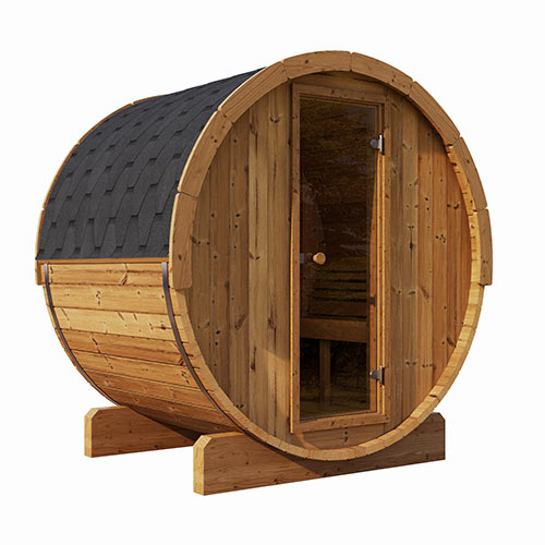 SaunaLife E6 3-Person Traditional Outdoor Barrel Sauna With Thermo-Spruce Floor