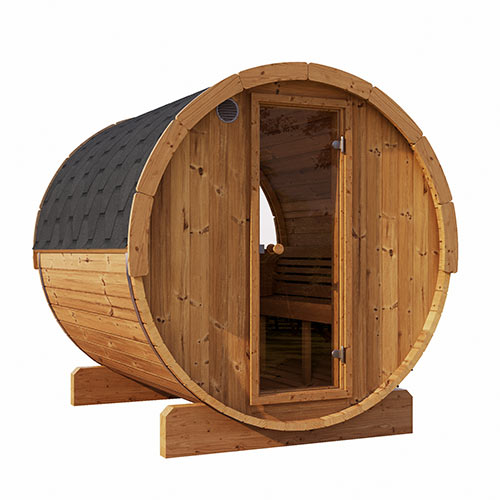 SaunaLife E7W ERGO Series 4-Person Traditional Barrel Sauna with Back Window