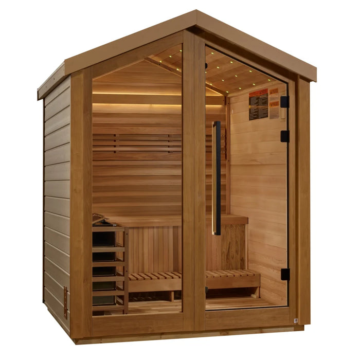 Golden Design Savonlinna 3 Person Outdoor Traditional Harvia Stove Sauna – Canadian Red Cedar Interior
