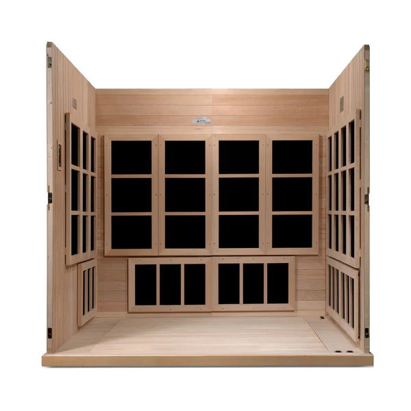 Golden Designs Catalonia 8-person PureTech™ Near Zero EMF (Under 2MG) FAR Infrared Sauna (Canadian Hemlock) for Yoga and Wheel Chair Accessible