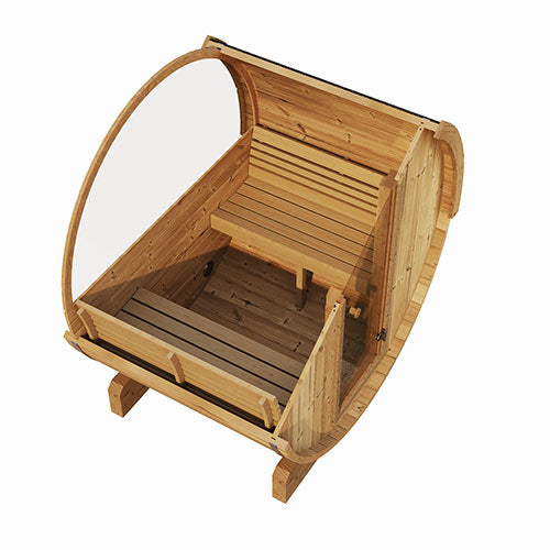 SaunaLife E7W ERGO Series  4-Person Traditional Barrel Sauna with Back Window