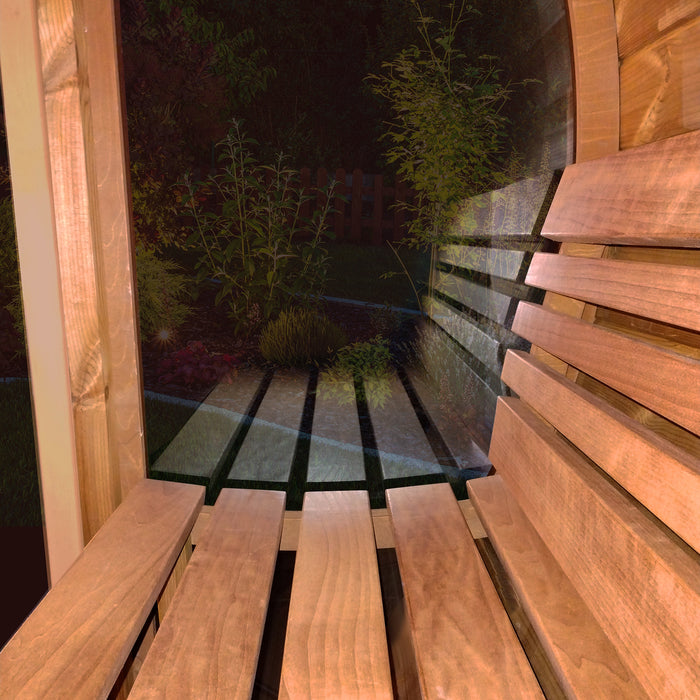 SaunaLife E7G ERGO Series  4-Person Traditional Barrel Sauna with Front Glass