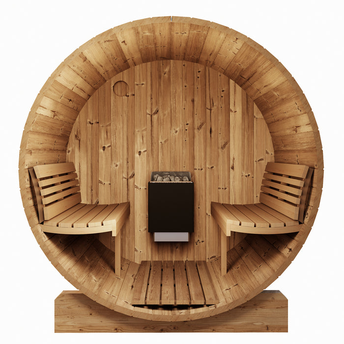 SaunaLife E6 3-Person Traditional Outdoor Barrel Sauna With Thermo-Spruce Floor