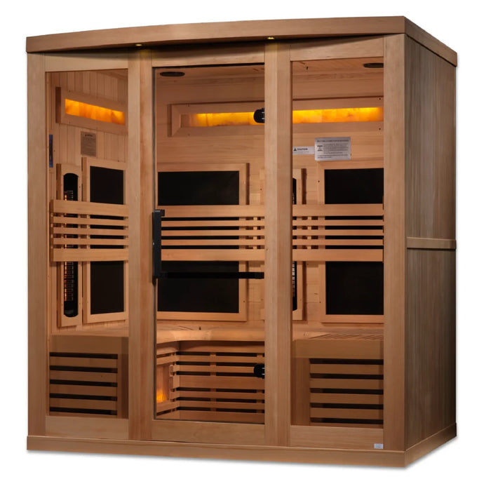 Golden Designs Inc 6-Person Full Spectrum PureTech™ Near Zero EMF FAR Infrared Sauna with Himalayan Salt Bar (Canadian Hemlock)