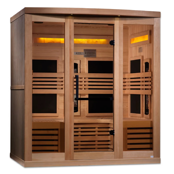 Golden Designs Inc 6-Person Full Spectrum PureTech™ Near Zero EMF FAR Infrared Sauna with Himalayan Salt Bar (Canadian Hemlock)