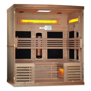 Golden Designs Inc 6-Person Full Spectrum PureTech™ Near Zero EMF FAR Infrared Sauna with Himalayan Salt Bar (Canadian Hemlock)
