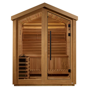 Golden Design Savonlinna 3 Person Outdoor Traditional Harvia Stove Sauna – Canadian Red Cedar Interior