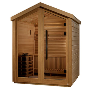 Golden Design Savonlinna 3 Person Outdoor Traditional Harvia Stove Sauna – Canadian Red Cedar Interior