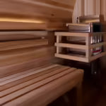Golden Designs Zurich 4 Person Barrel Sauna with Bronze Privacy View – Traditional Harvia Stove – Pacific Cedar