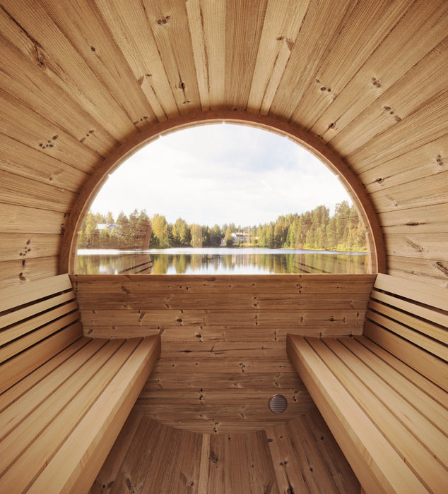 SaunaLife E7W ERGO Series  4-Person Traditional Barrel Sauna with Back Window