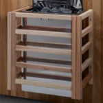 Golden Designs Zurich 4 Person Barrel Sauna with Bronze Privacy View – Traditional Harvia Stove – Pacific Cedar