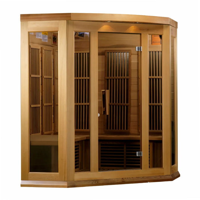 Maxxus "Avignon" 3 Person Corner Unit Near Zero EMF FAR IR Canadian Red Cedar Sauna with built in speakers