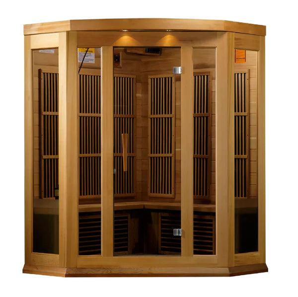 Maxxus "Avignon" 3 Person Corner Unit Near Zero EMF FAR IR Canadian Red Cedar Sauna with built in speakers