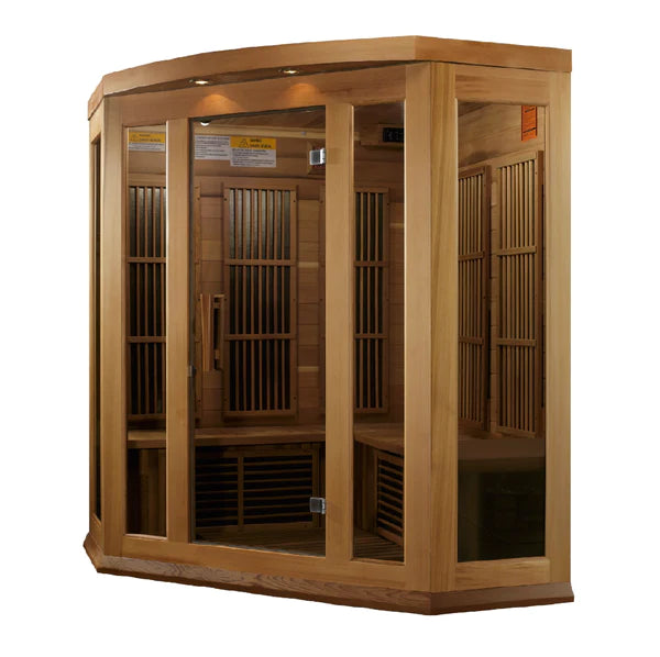 Maxxus "Avignon" 3 Person Corner Unit Near Zero EMF FAR IR Canadian Red Cedar Sauna with built in speakers