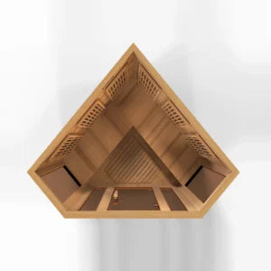 Maxxus "Avignon" 3 Person Corner Unit Near Zero EMF FAR IR Canadian Red Cedar Sauna with built in speakers