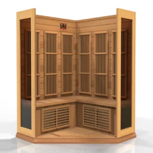 Maxxus 3 Person Corner Unit Low EMF FAR Infrared Sauna Canadian Red Cedar with built in speakers