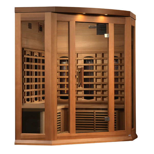 Maxxus 3 Person Full Spectrum Infrared Corner Sauna – Canadian Red Cedar