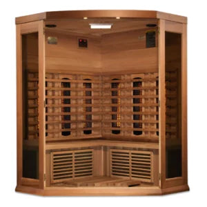 Maxxus 3 Person Full Spectrum Infrared Corner Sauna – Canadian Red Cedar