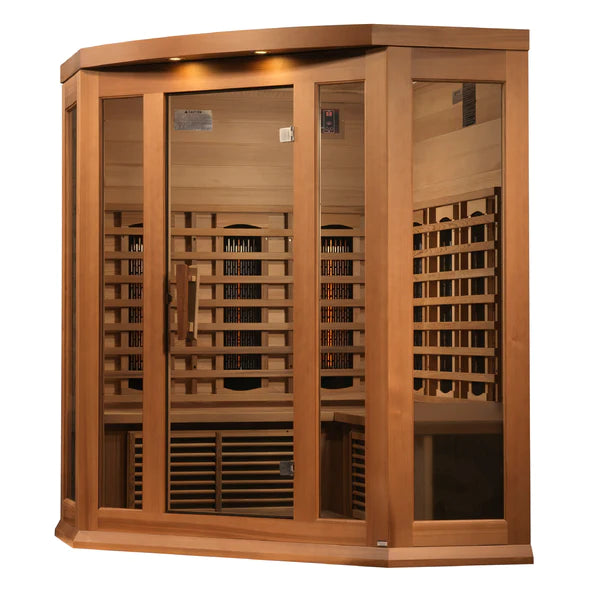 Maxxus 3 Person Full Spectrum Infrared Corner Sauna – Canadian Red Cedar
