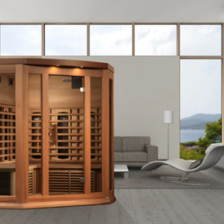 Maxxus 3 Person Full Spectrum Infrared Corner Sauna – Canadian Red Cedar