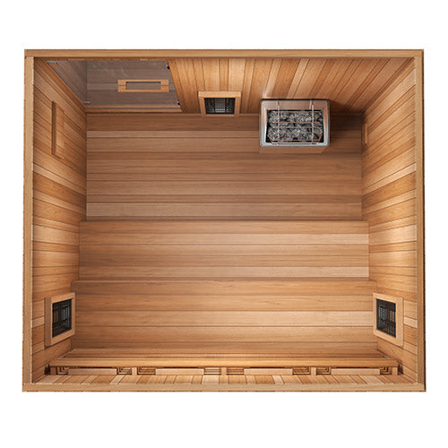 Finnmark FD-5 4-Person XL Trinity Hybrid Infrared, Traditional Stove Sauna & Red Light Combo